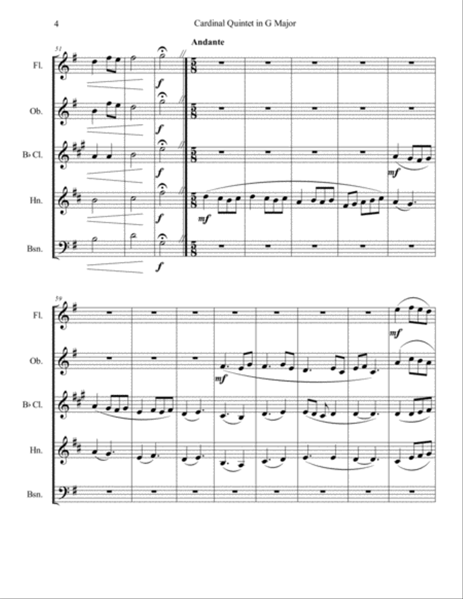 Cardinal Quintet in G Major Woodwind Quintet scores gallery preview page 5