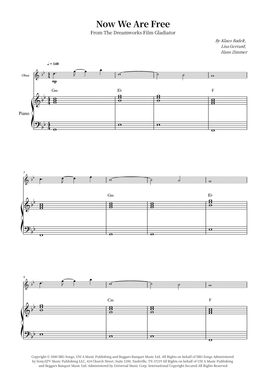 Now We Are Free Piano scores gallery preview page 1