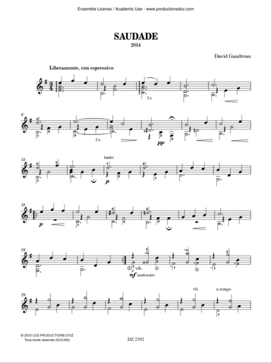 Saudade Saudade Classical Guitar scores gallery preview page 3