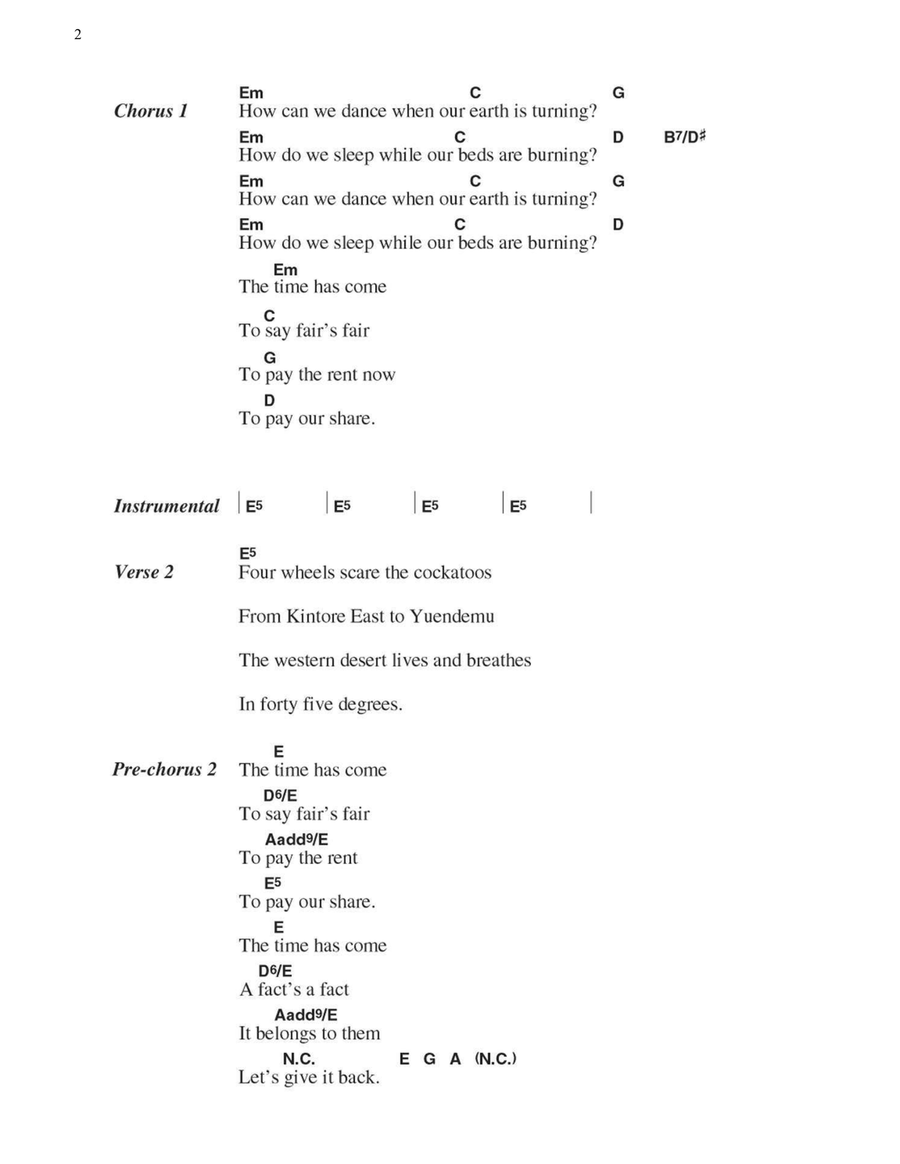 Beds Are Burning Easy Guitar scores gallery preview page 2