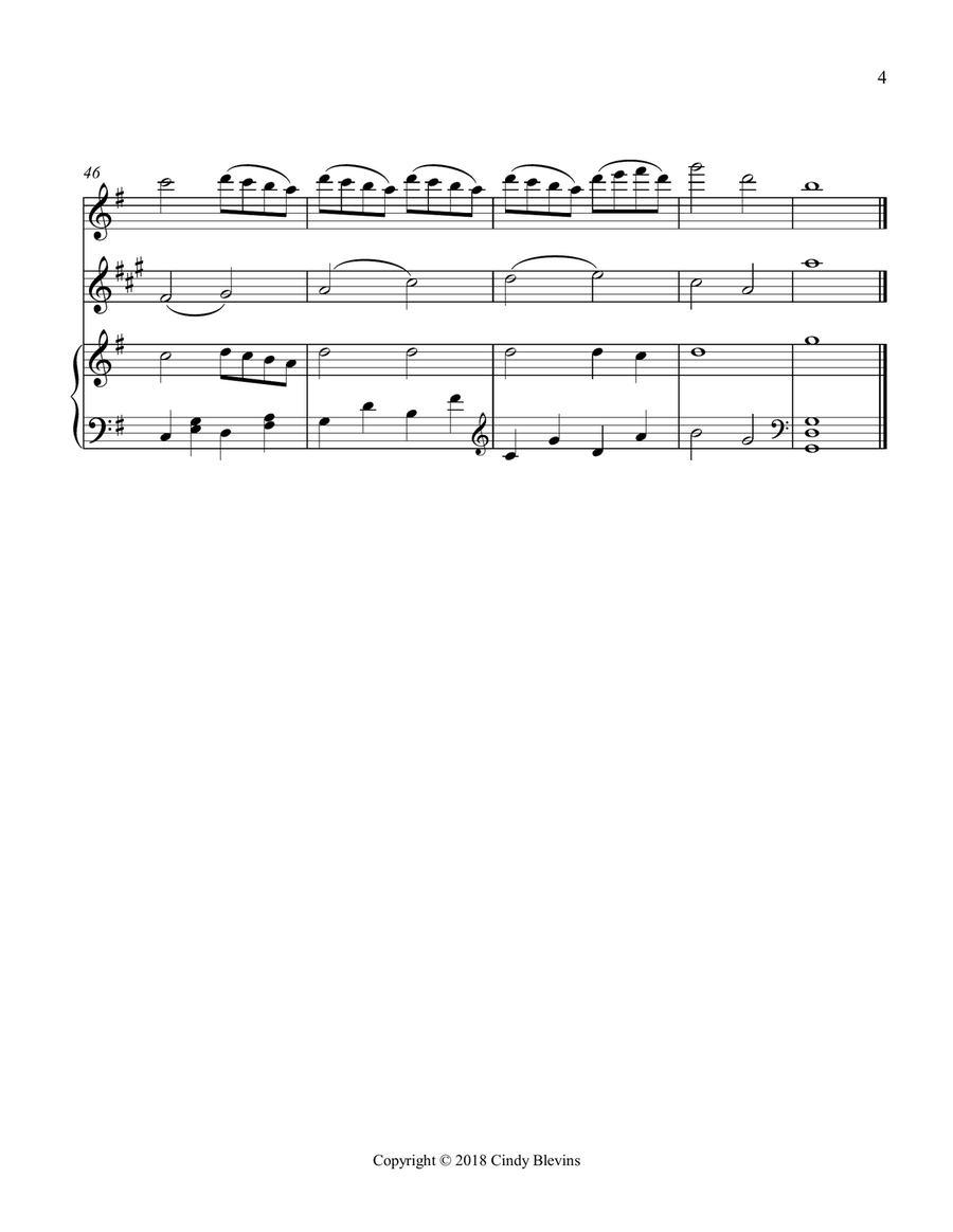 Angels We Have Heard On High, for Piano, Flute and Clarinet Woodwind Duet scores gallery preview page 5