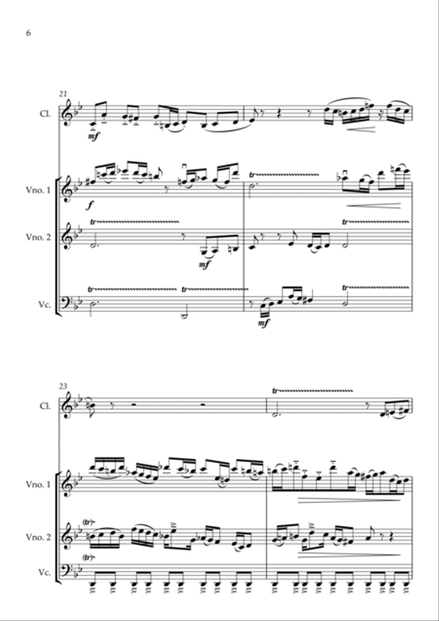 Invention in G minor for quartet Clarinet scores gallery preview page 6