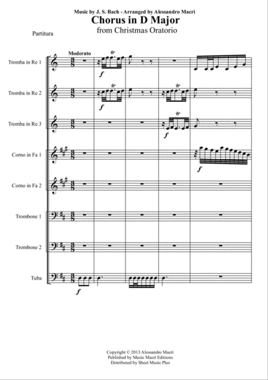 Chorus in D Major from Christmas Oratorio by J. S. Bach Brass Ensemble scores gallery preview page 2
