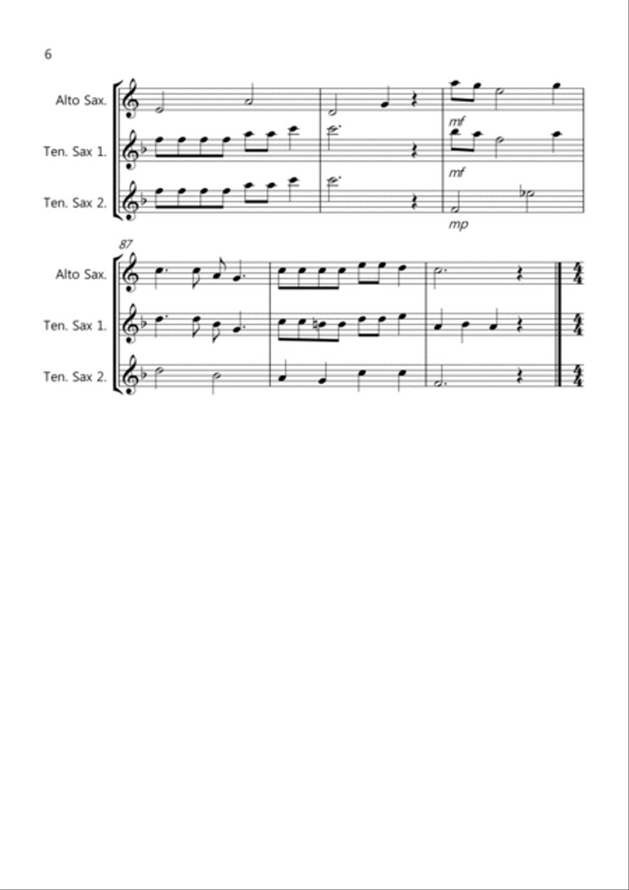 8 Easy Trios, For Saxophone Woodwind Trio scores gallery preview page 6