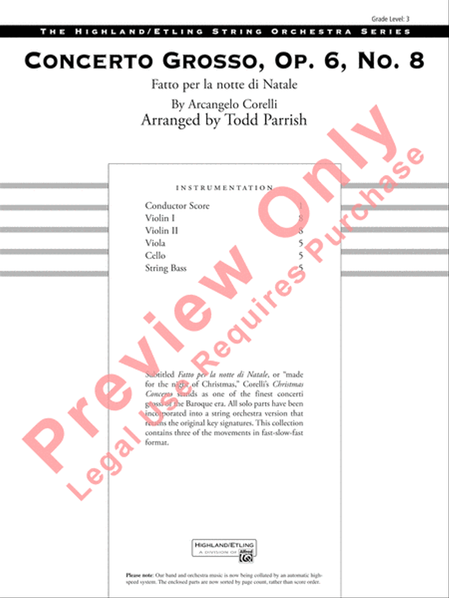 Concerto Grosso, Opus 6, No. 8 String Orchestra scores gallery preview page 2