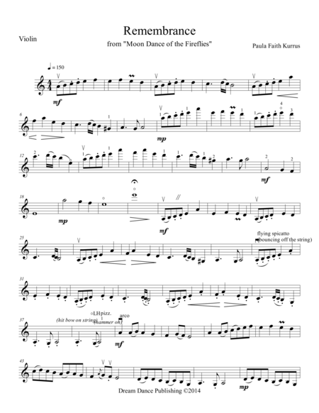 Remembrance (from Moon Dance of the Fireflies) violin solo part image number null