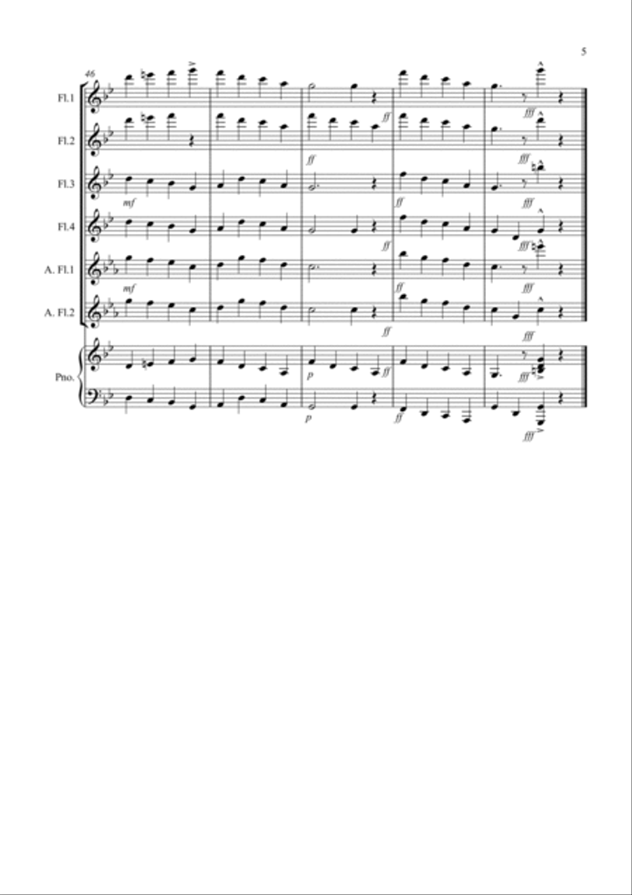 Drunken Sailor for Flute Quartet Flute Quartet scores gallery preview page 5