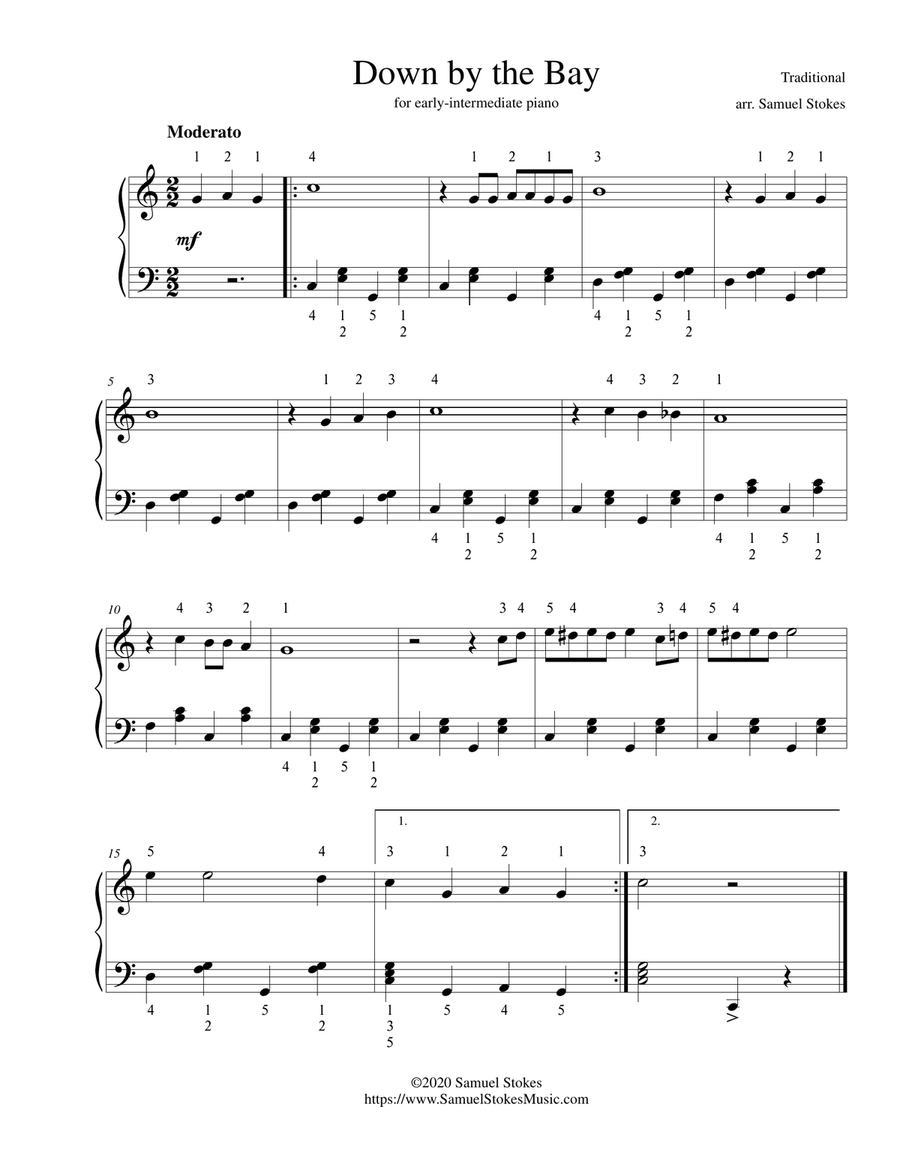 Down by the Bay - for early intermediate piano Piano Solo scores gallery preview page 1