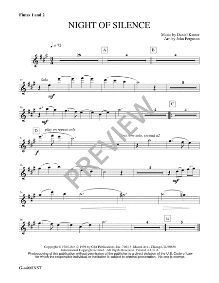 Night of Silence - Full Score and Parts Clarinet scores gallery preview page 18