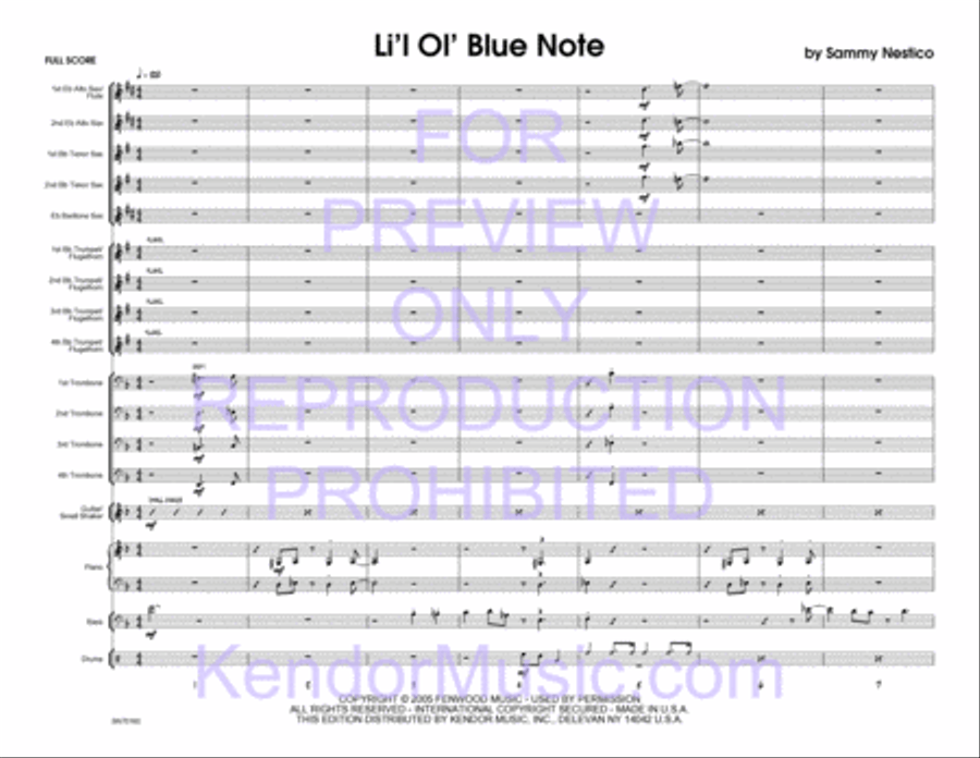 Li'l Ol' Blue Note (Full Score) Jazz Ensemble scores gallery preview page 2
