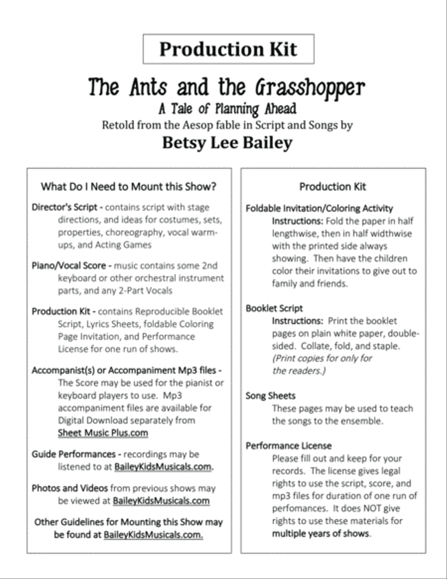 The Ants and the Grasshopper - Production Kit for Expanded Show Piano, Vocal, Guitar scores gallery preview page 2