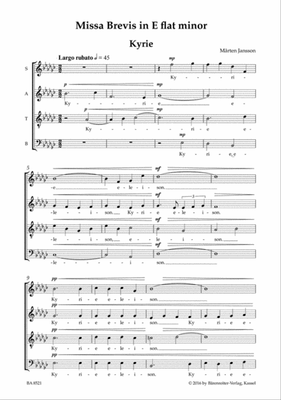 Missa brevis in E-flat minor 4-Part scores gallery preview page 2