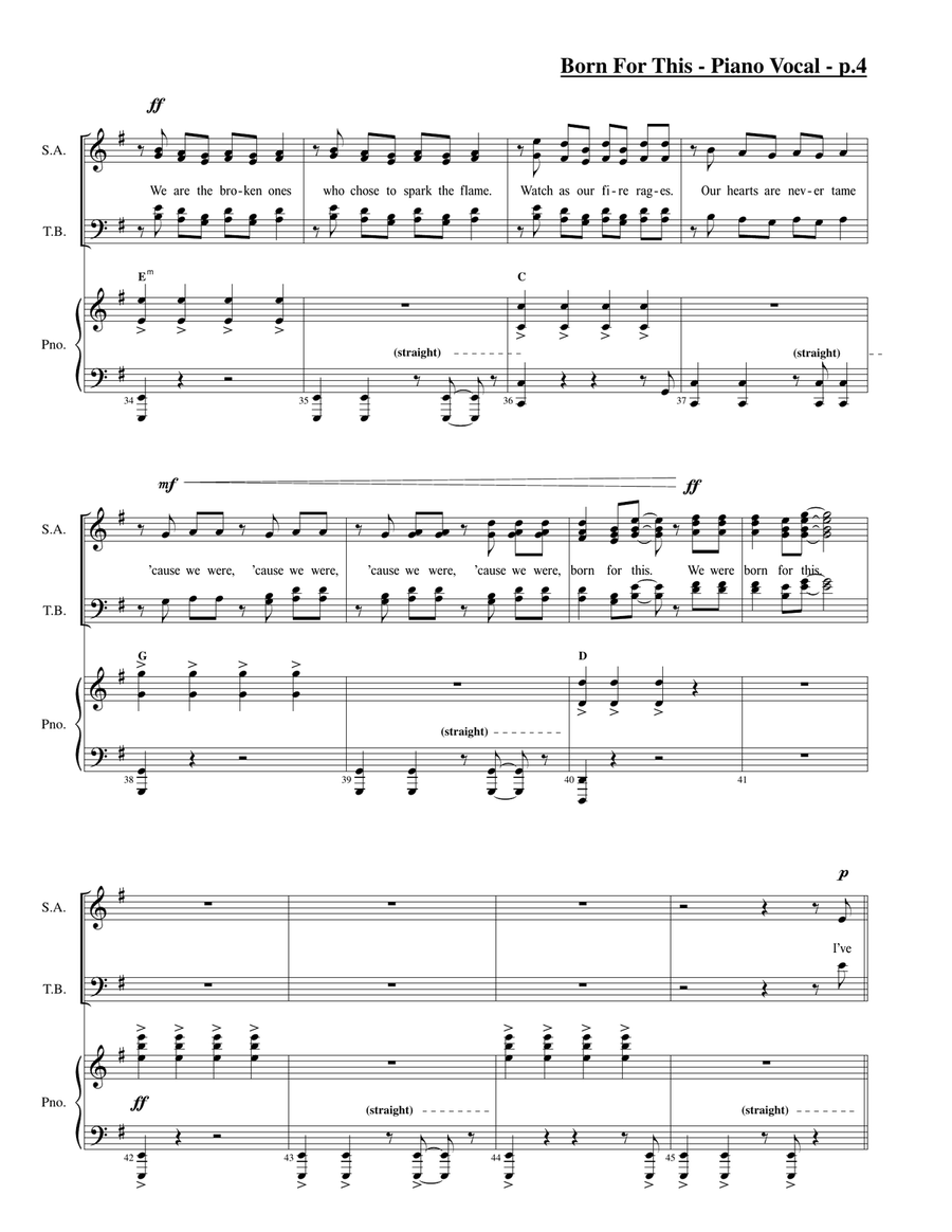 Born For This 4-Part scores gallery preview page 4