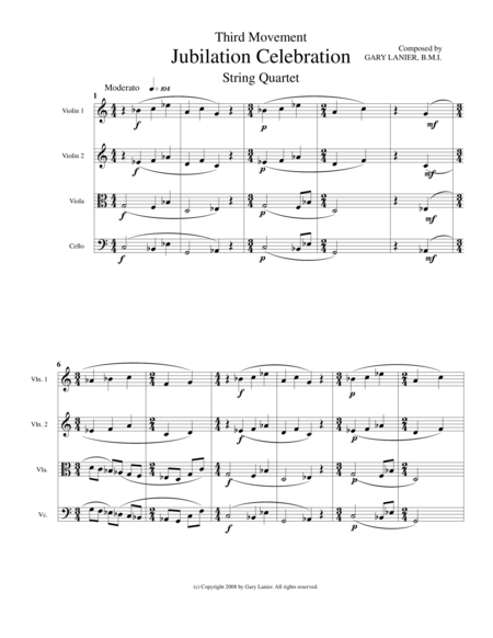 JUBILATION CELEBRATION (String Quartet with Parts) image number null