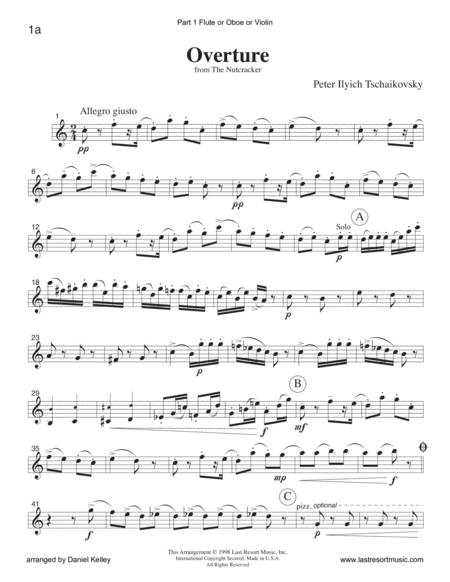 Overture from the Nutcracker for Piano Trio (Violin, Cello & Piano)