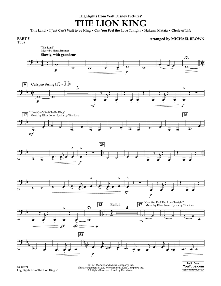 Highlights from The Lion King - Pt.5 - Tuba