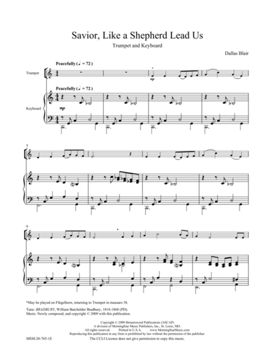 Savior, Like a Shepherd Lead Us Trumpet scores gallery preview page 1