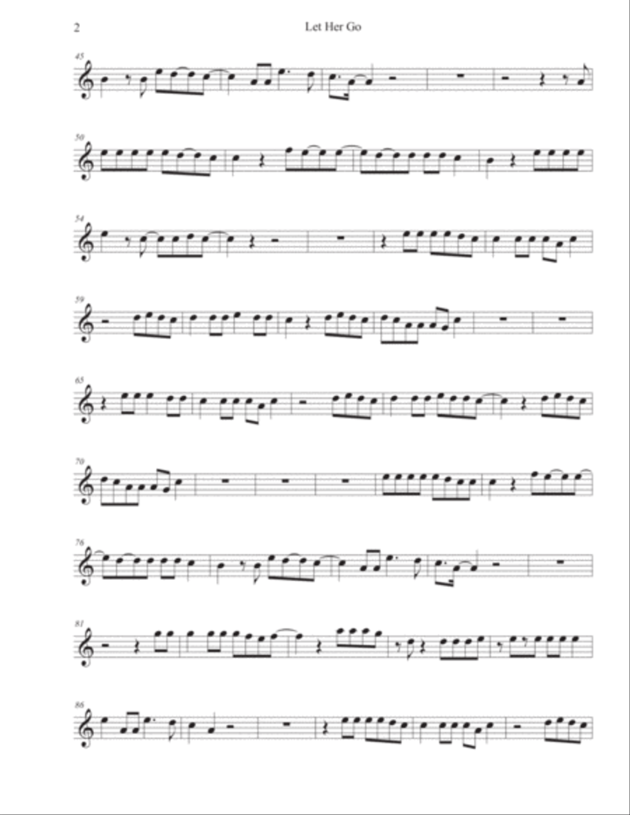 Let Her Go Flute Solo scores gallery preview page 2