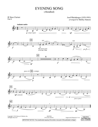 Evening Song (Abendlied) - Pt.6 - Bb Bass Clarinet