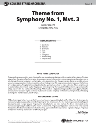 Book cover for Theme from Symphony No. 1, Movement 3: Score