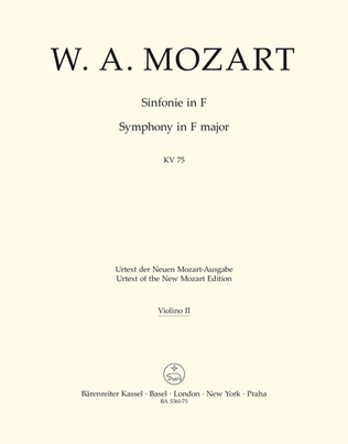 Book cover for Symphony F major, KV 75
