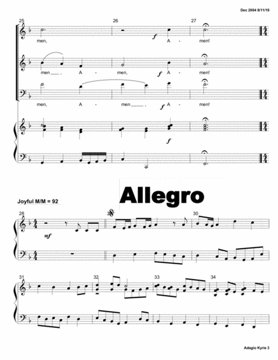 Adagio and Allegro (Two movement SAB work)