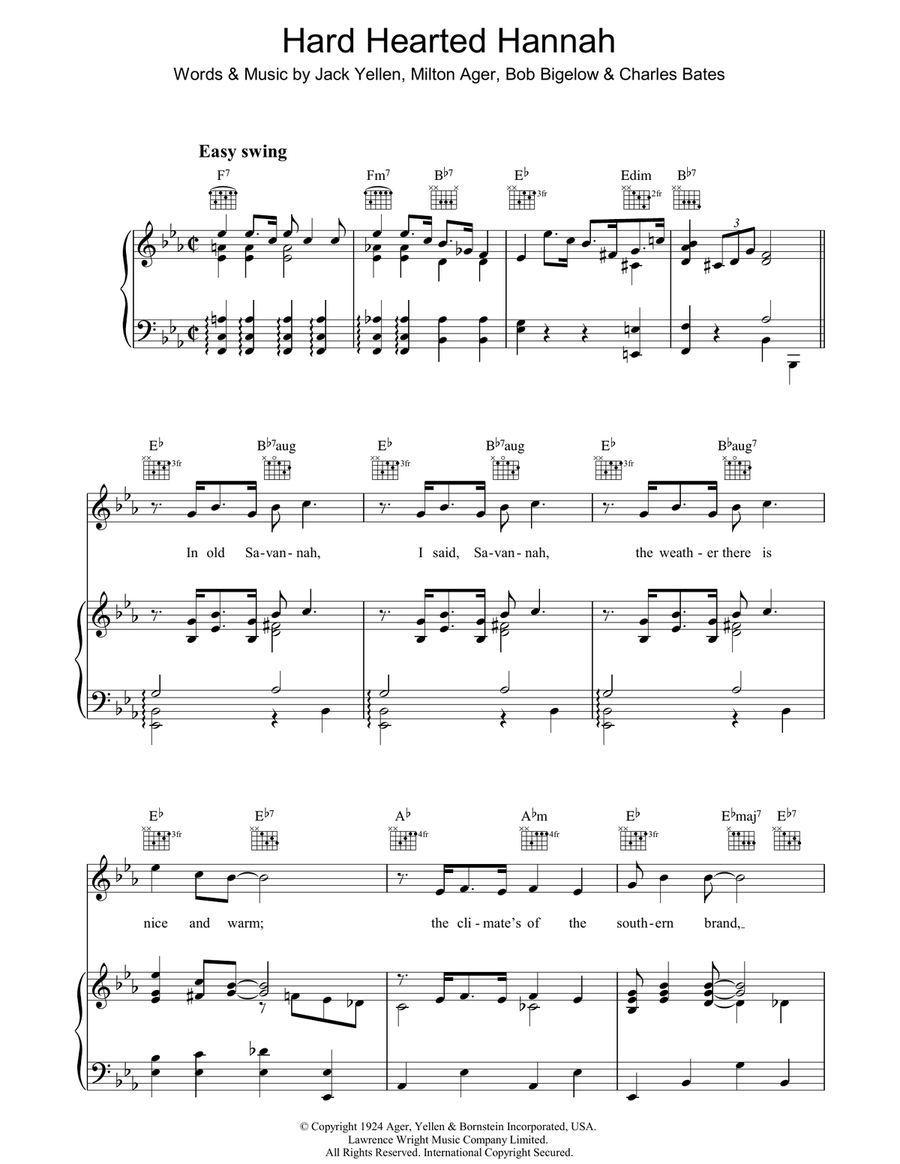Hard Hearted Hannah Acoustic Guitar scores gallery preview page 1