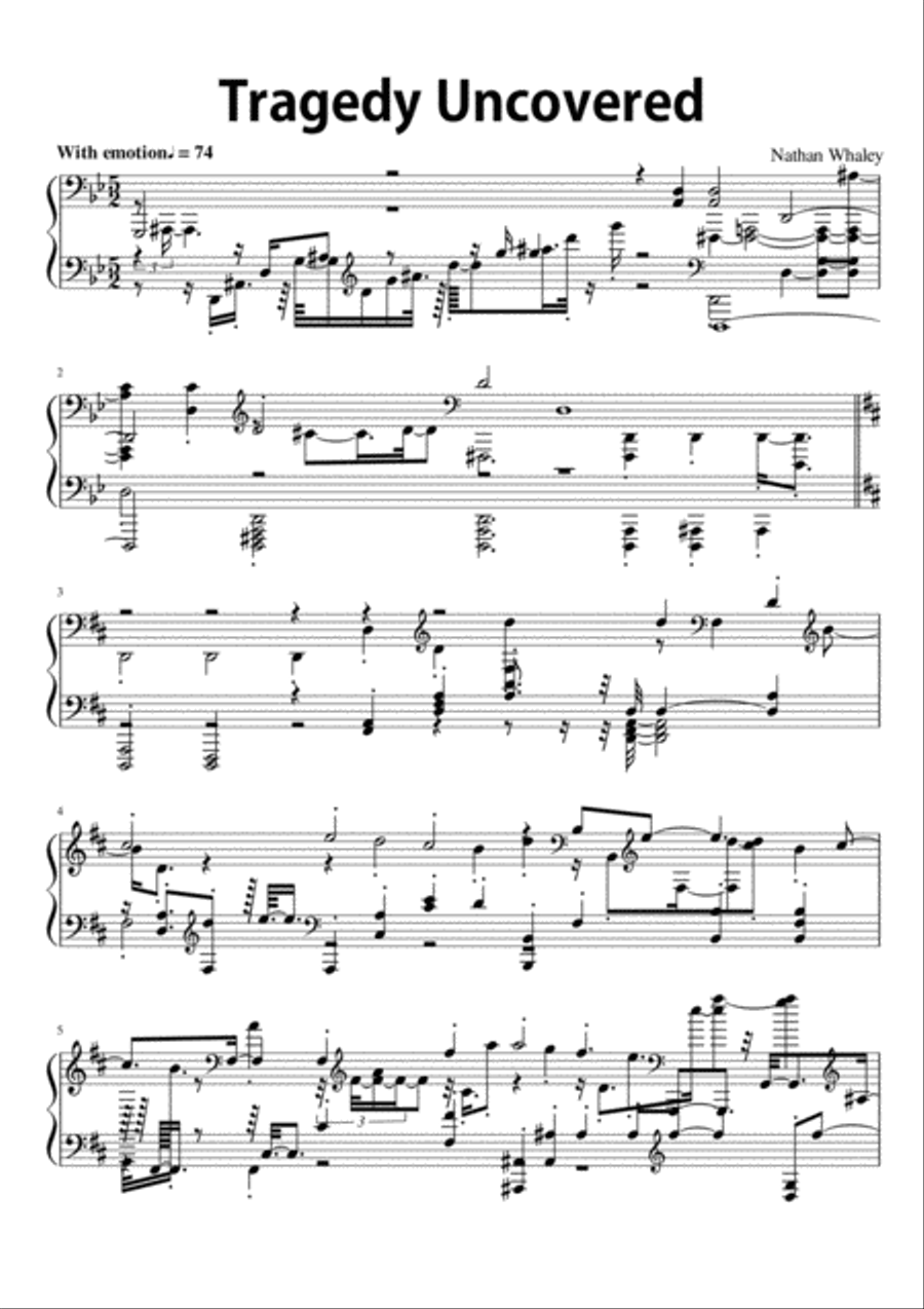 Tragedy Uncovered Tragedy Uncovered Piano Solo scores gallery preview page 1
