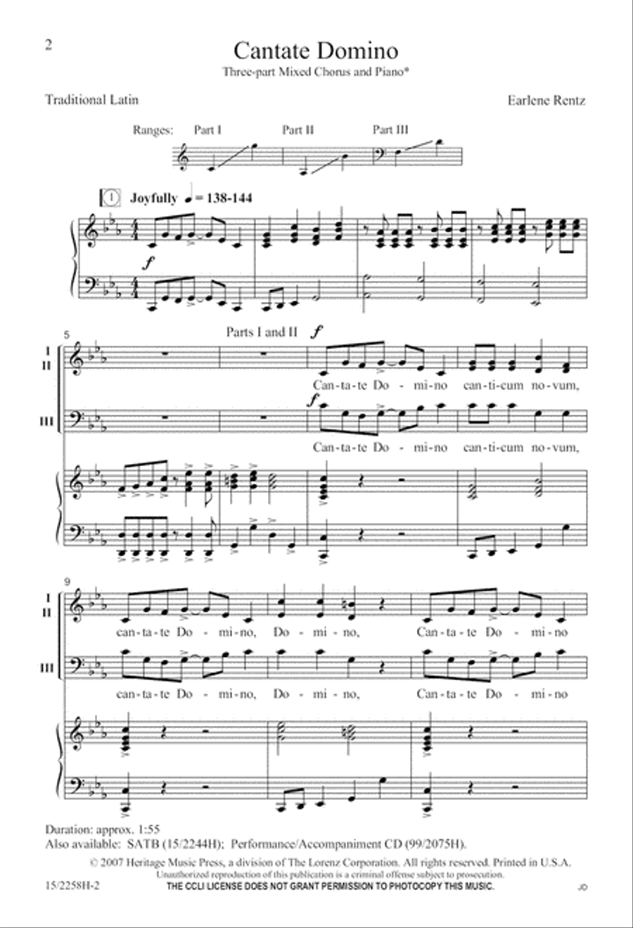 Cantate Domino Cantate Domino 3-Part scores gallery preview page 2
