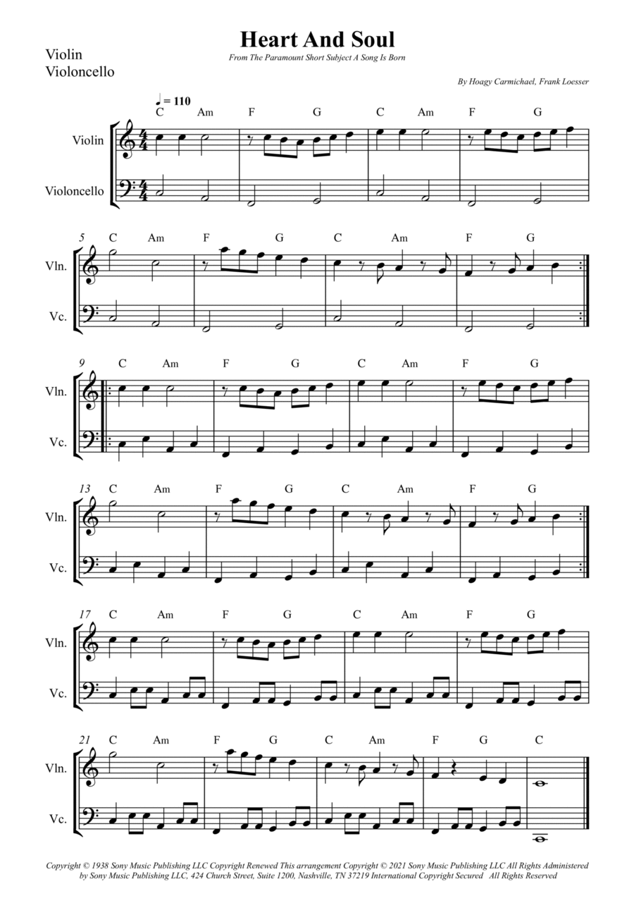 Heart And Soul Heart And Soul String Duet scores gallery preview page 1