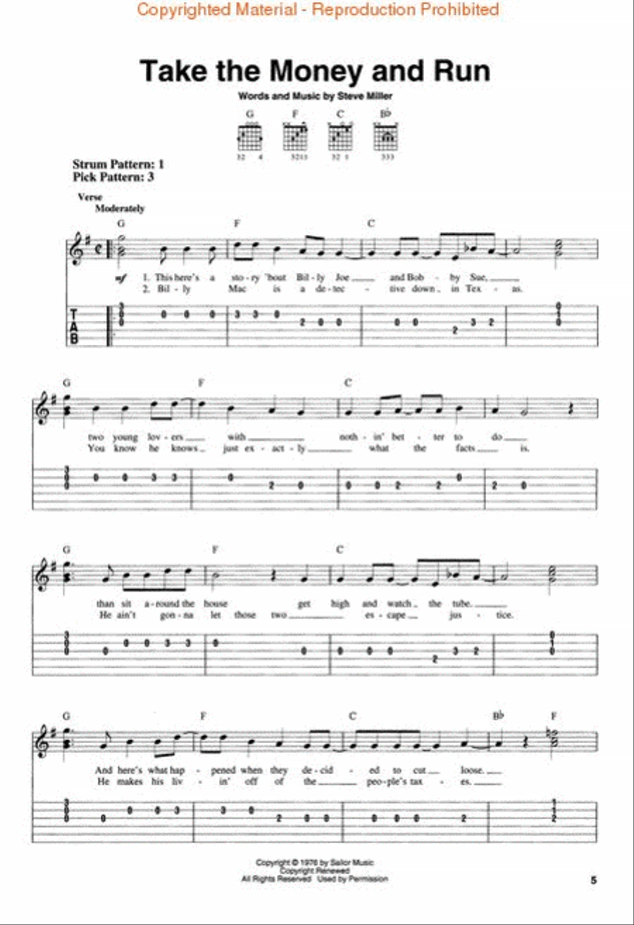 Steve Miller Band - Young Hearts: Complete Greatest Hits Guitar Tablature scores gallery preview page 2