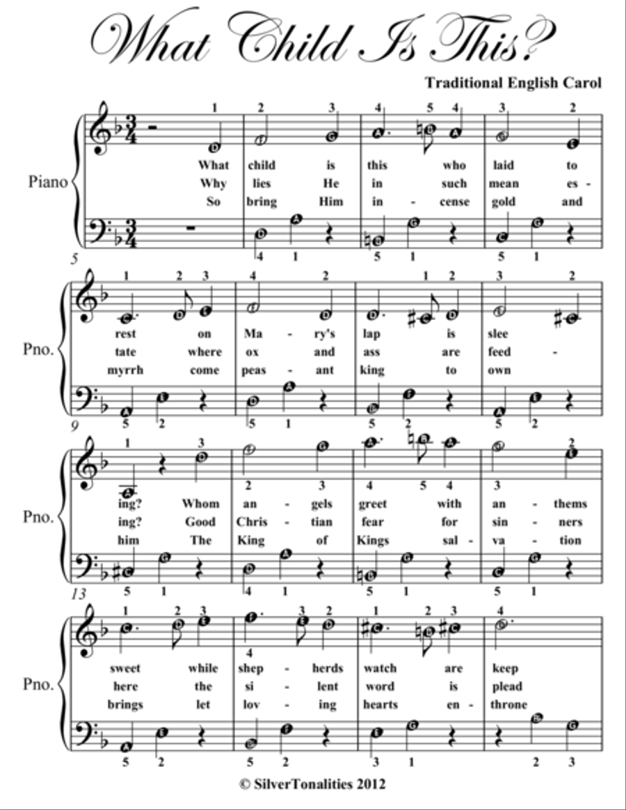 What Child is This Easy Piano Sheet Music What Child is This Easy Piano Sheet Music Easy Piano scores gallery preview page 2