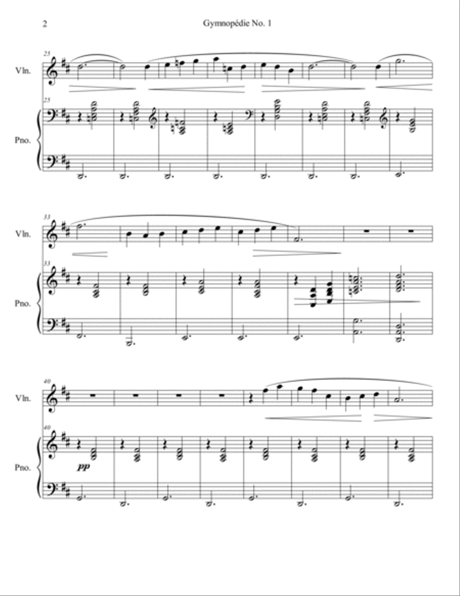 Gymnopédie No. 1 Violin Solo scores gallery preview page 3