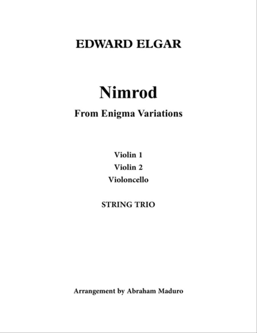 Nimrod Two Violins and Cello Trio-Two Tonalities Included String Trio scores gallery preview page 1