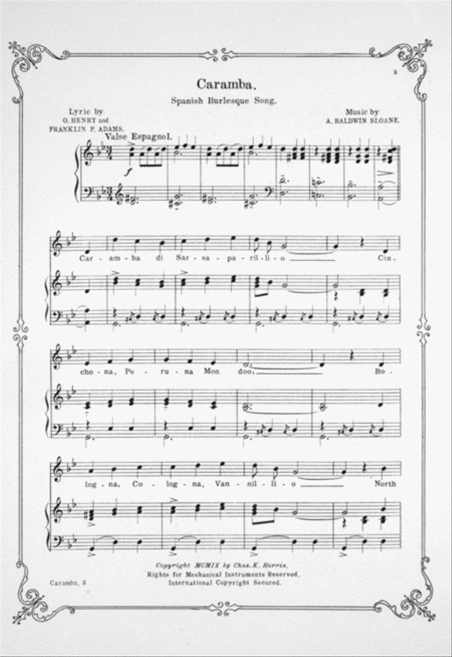 A Musical Comedy. Caramba. Spanish Burlesque Song Voice scores gallery preview page 2