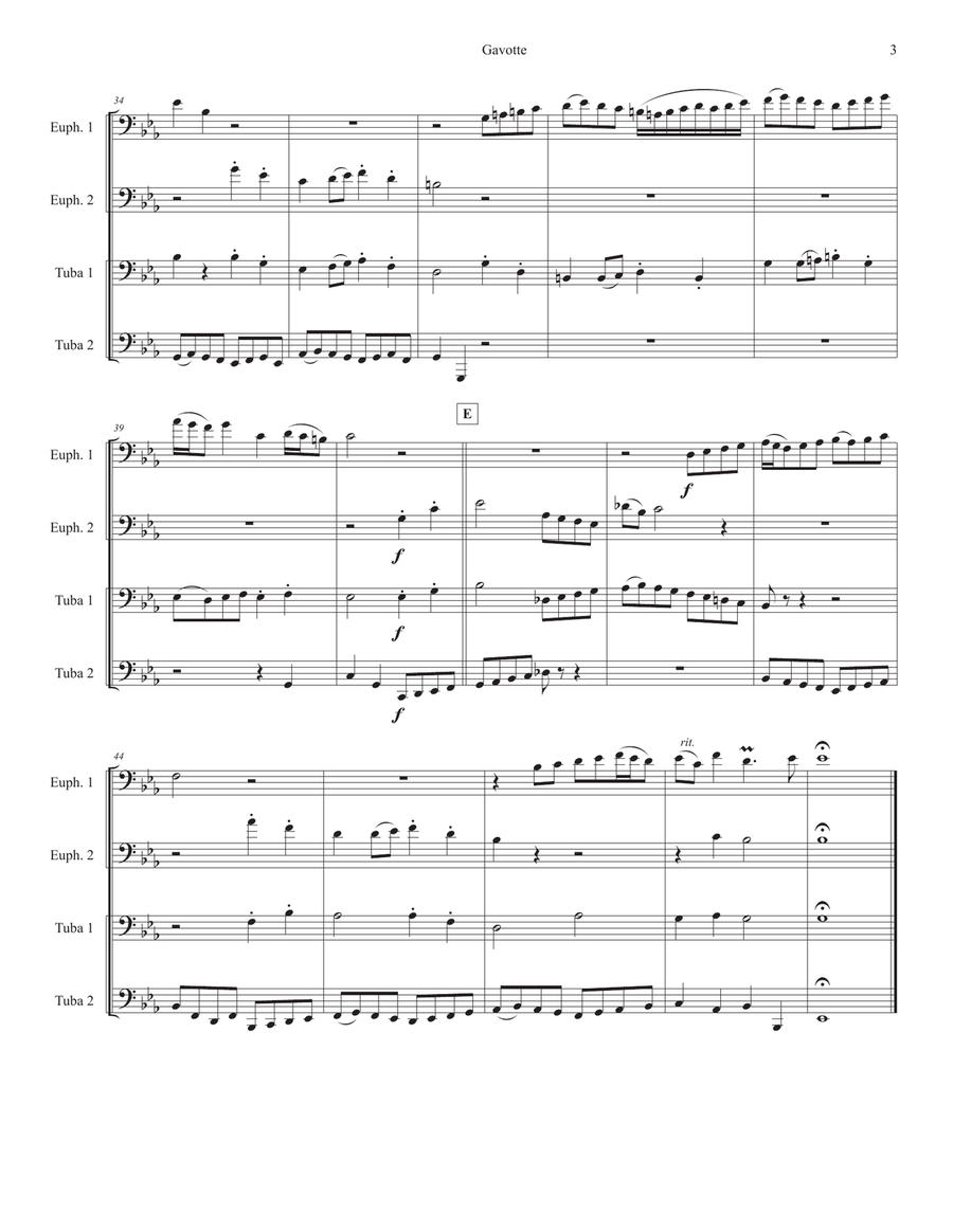 Gavotte from French Suite No. 5 Brass Quartet scores gallery preview page 3