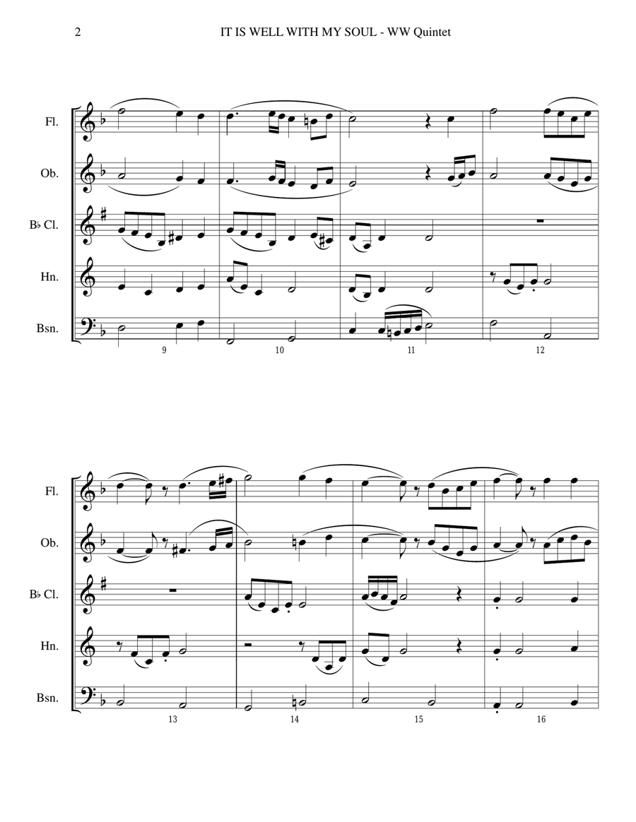 IT IS WELL WITH MY SOUL (WW Quintet with Parts) Woodwind Quintet scores gallery preview page 2