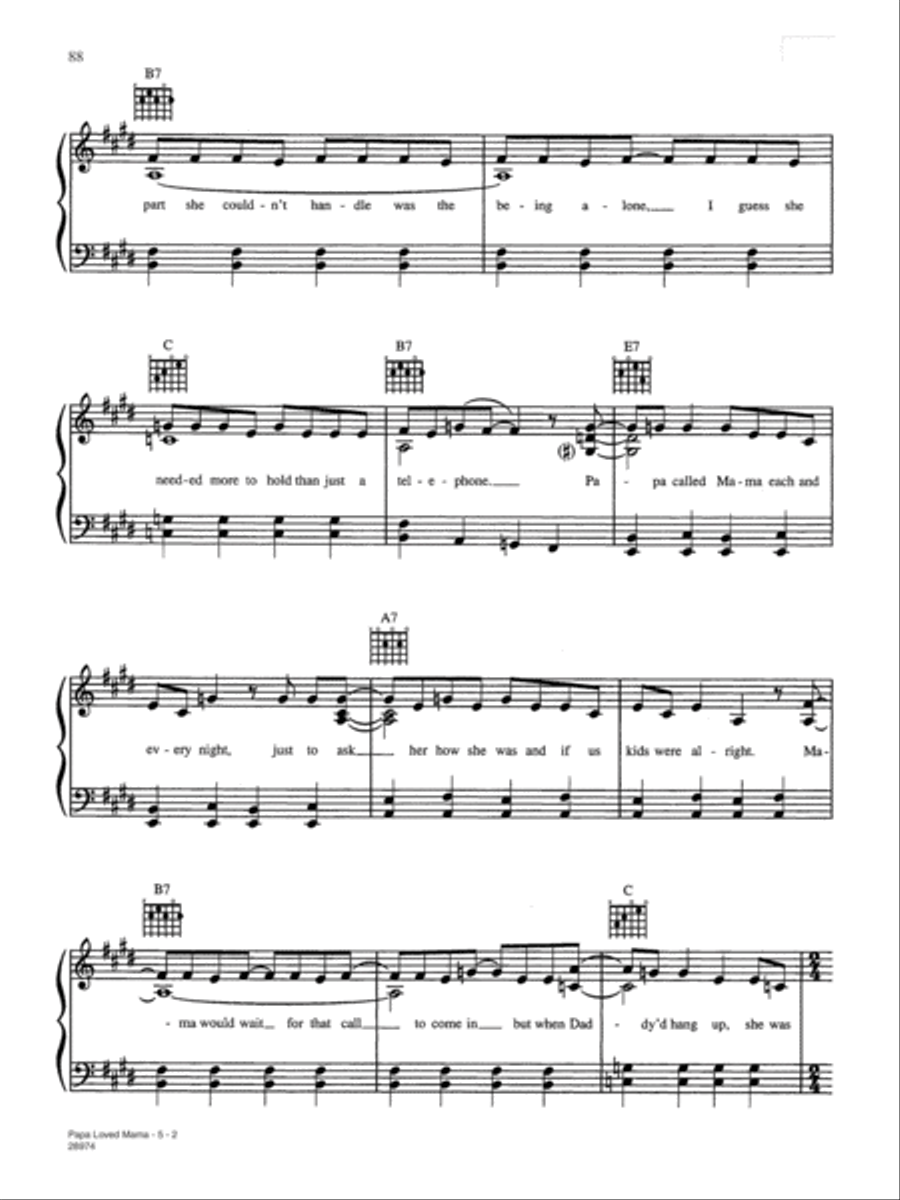Papa Loved Mama Piano, Vocal, Guitar scores gallery preview page 2