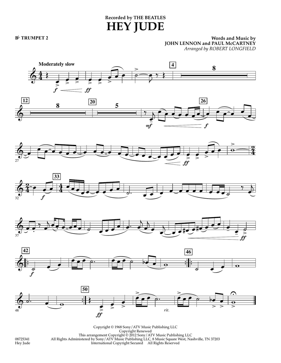 Hey Jude - Bb Trumpet 2 Concert Band scores gallery preview page 1