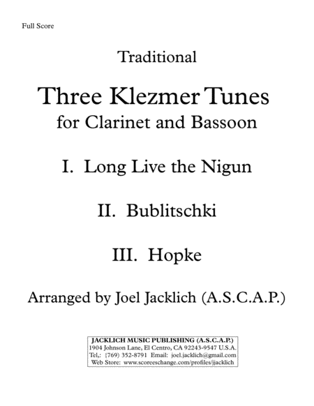 Three Klezmer Tunes for Clarinet and Bassoon image number null