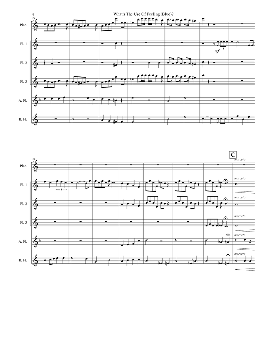 What's The Use Of Feeling (blue) Flute Choir scores gallery preview page 5