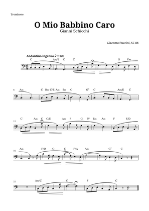 O Mio Babbino Caro by Puccini for Trombone and Chords