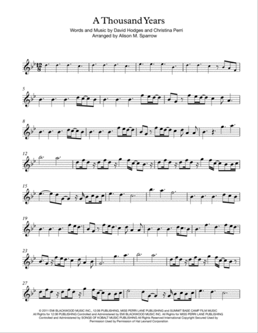 A Thousand Years Violin Solo scores gallery preview page 1