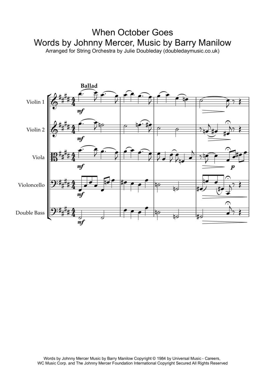 When October Goes String Orchestra scores gallery preview page 1