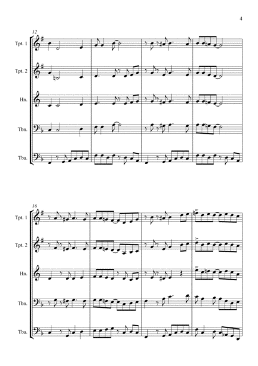 Down by the Riverside - Jazz Arrangement for Brass Quintet Brass Quintet scores gallery preview page 5