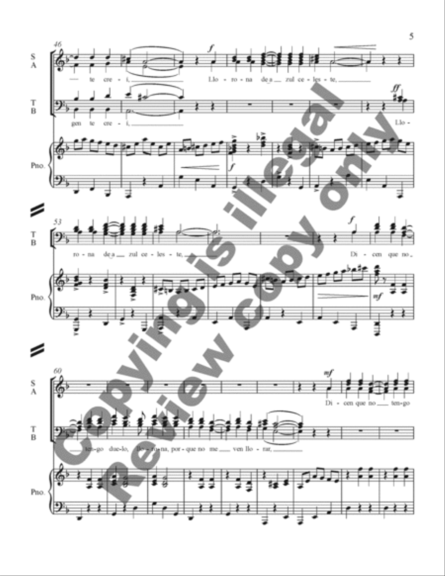 Three Mexican Folk Songs: 3. La Llorona 4-Part scores gallery preview page 11