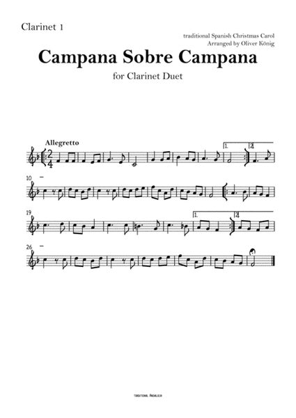 Campana sobre Campana for 2 Clarinets image number null