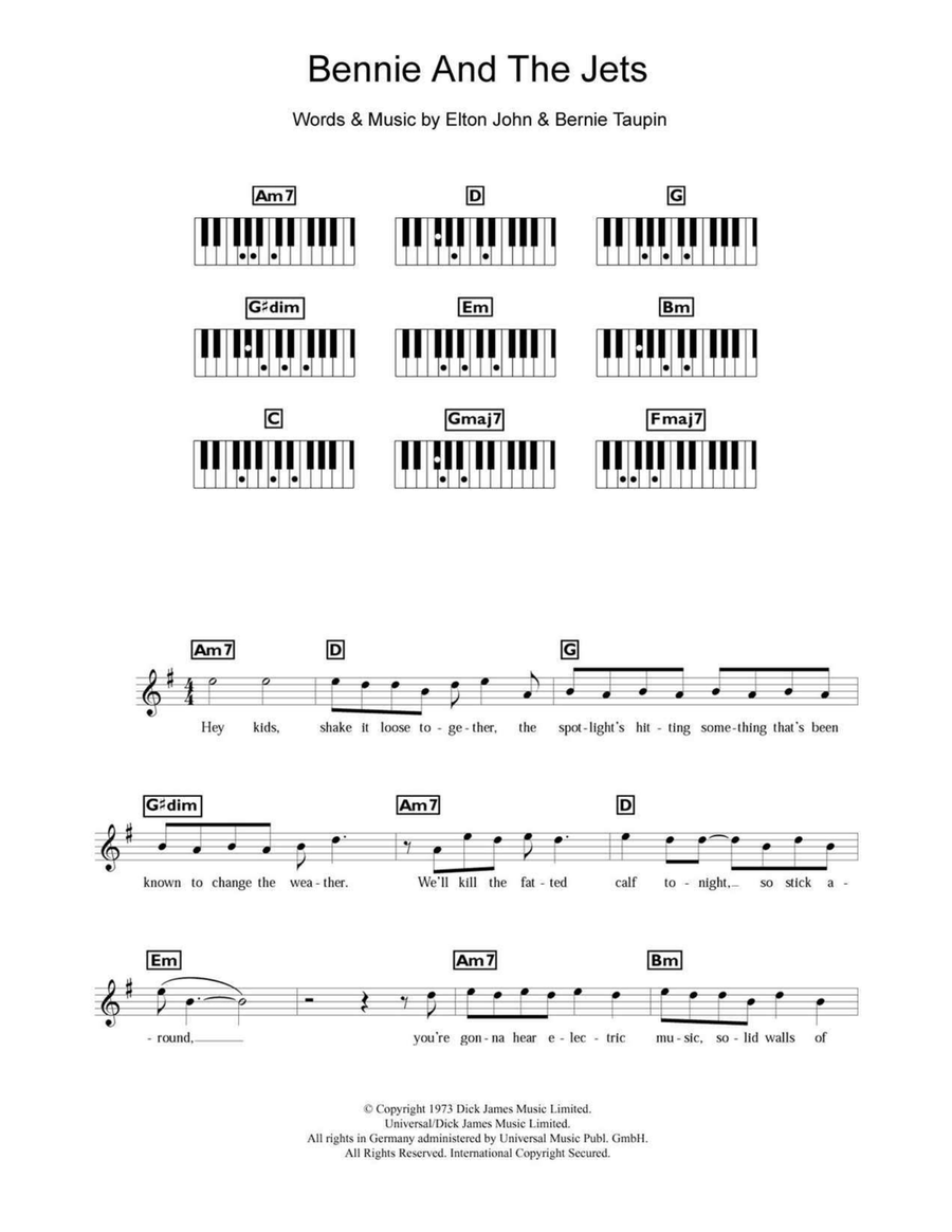 Bennie And The Jets Piano scores gallery preview page 1