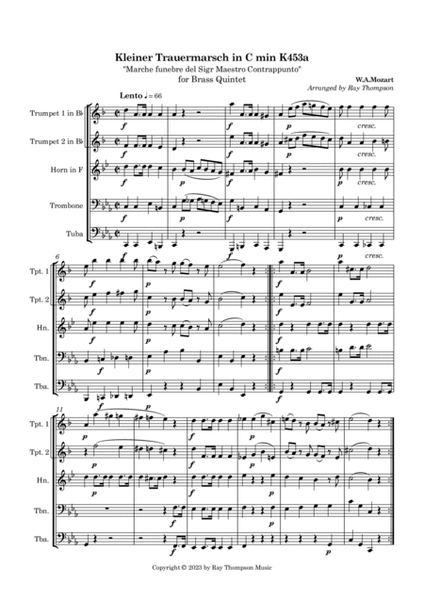 Mozart: Kleiner Trauermarsch in C min (Little Funeral March) K453a - brass quintet image number null