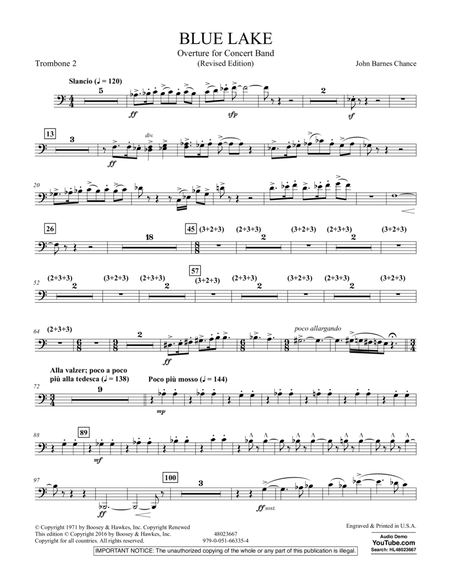 Blue Lake (Overture for Concert Band) - Trombone 2